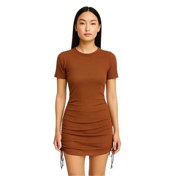 Zara Brown Ribbed Knit Short Dress - Picture 6 of 6